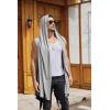 COOFANDY Men’s Long Hooded Cardigan Sleeveless Ruffle Shawl Collar Lightweight Open Front Drape Kimono Vest(Light Grey)