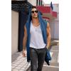 COOFANDY Men’s Long Hooded Cardigan Sleeveless Ruffle Shawl Collar Lightweight Open Front Drape Kimono Vest(Navy)