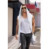 COOFANDY Men’s Long Hooded Cardigan Sleeveless Ruffle Shawl Collar Lightweight Open Front Drape Kimono Vest(White)