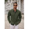 COOFANDY Men’s Long Sleeve Button Down Shirts Casual Untucked Dress Shirt Beach Wedding Shirts(Army Green)