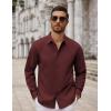 COOFANDY Men’s Long Sleeve Button Down Shirts Casual Untucked Dress Shirt Beach Wedding Shirts(Burgundy)