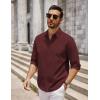 COOFANDY Men’s Long Sleeve Button Down Shirts Casual Untucked Dress Shirt Beach Wedding Shirts(Burgundy)
