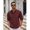 COOFANDY Men’s Long Sleeve Button Down Shirts Casual Untucked Dress Shirt Beach Wedding Shirts(Burgundy)
