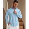 COOFANDY Men’s Long Sleeve Button Down Shirts Casual Untucked Dress Shirt Beach Wedding Shirts(Clear Blue)