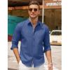 COOFANDY Men’s Long Sleeve Button Down Shirts Casual Untucked Dress Shirt Beach Wedding Shirts(Denim Blue)