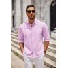 COOFANDY Men’s Long Sleeve Button Down Shirts Casual Untucked Dress Shirt Beach Wedding Shirts(Lavender)