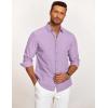 COOFANDY Men’s Long Sleeve Button Down Shirts Casual Untucked Dress Shirt Beach Wedding Shirts(Light Purple)