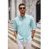 COOFANDY Men’s Long Sleeve Button Down Shirts Casual Untucked Dress Shirt Beach Wedding Shirts(Pale Bue)