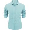 COOFANDY Men’s Long Sleeve Button Down Shirts Casual Untucked Dress Shirt Beach Wedding Shirts(Pale Bue)