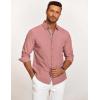COOFANDY Men’s Long Sleeve Button Down Shirts Casual Untucked Dress Shirt Beach Wedding Shirts(Pink)