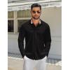 COOFANDY Men’s Long Sleeve Button Down Shirts Casual Untucked Shirt Regular Fit Dress Shirt(Black)