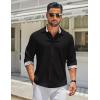 COOFANDY Men’s Long Sleeve Button Down Shirts Casual Untucked Shirt Regular Fit Dress Shirt(Black)