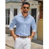COOFANDY Men’s Long Sleeve Button Down Shirts Casual Untucked Shirt Regular Fit Dress Shirt(Clear Blue)