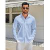COOFANDY Men’s Long Sleeve Button Down Shirts Casual Untucked Shirt Regular Fit Dress Shirt(Clear Blue)