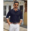 COOFANDY Men’s Long Sleeve Button Down Shirts Casual Untucked Shirt Regular Fit Dress Shirt(Dark Blue)