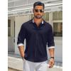 COOFANDY Men’s Long Sleeve Button Down Shirts Casual Untucked Shirt Regular Fit Dress Shirt(Dark Blue)