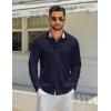 COOFANDY Men’s Long Sleeve Button Down Shirts Casual Untucked Shirt Regular Fit Dress Shirt(Dark Blue)