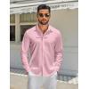 COOFANDY Men’s Long Sleeve Button Down Shirts Casual Untucked Shirt Regular Fit Dress Shirt(Pink)