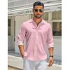 COOFANDY Men’s Long Sleeve Button Down Shirts Casual Untucked Shirt Regular Fit Dress Shirt(Pink)
