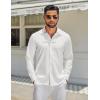 COOFANDY Men’s Long Sleeve Button Down Shirts Casual Untucked Shirt Regular Fit Dress Shirt(White)