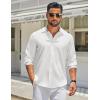 COOFANDY Men’s Long Sleeve Button Down Shirts Casual Untucked Shirt Regular Fit Dress Shirt(White)