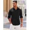COOFANDY Mens Long Sleeve Button Down Shirts Wrinkle Free Shacket Jacket Stretch Casual Overshirt(Black)