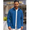COOFANDY Mens Long Sleeve Button Down Shirts Wrinkle Free Shacket Jacket Stretch Casual Overshirt(Blue)