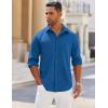 COOFANDY Mens Long Sleeve Button Down Shirts Wrinkle Free Shacket Jacket Stretch Casual Overshirt(Blue)