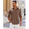 COOFANDY Mens Long Sleeve Button Down Shirts Wrinkle Free Shacket Jacket Stretch Casual Overshirt(Brown)
