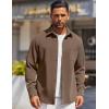 COOFANDY Mens Long Sleeve Button Down Shirts Wrinkle Free Shacket Jacket Stretch Casual Overshirt(Brown)