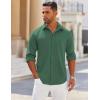 COOFANDY Mens Long Sleeve Button Down Shirts Wrinkle Free Shacket Jacket Stretch Casual Overshirt(Green)