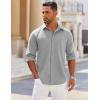 COOFANDY Mens Long Sleeve Button Down Shirts Wrinkle Free Shacket Jacket Stretch Casual Overshirt(Light Grey)