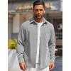 COOFANDY Mens Long Sleeve Button Down Shirts Wrinkle Free Shacket Jacket Stretch Casual Overshirt(Light Grey)
