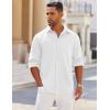 COOFANDY Mens Long Sleeve Button Down Shirts Wrinkle Free Shacket Jacket Stretch Casual Overshirt(White)