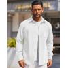 COOFANDY Mens Long Sleeve Button Down Shirts Wrinkle Free Shacket Jacket Stretch Casual Overshirt(White)