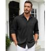 COOFANDY Mens Long Sleeve Casual Button Down Shirt Wrinkle Free Untucked Dress Shirts(Black)