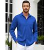 COOFANDY Mens Long Sleeve Casual Button Down Shirt Wrinkle Free Untucked Dress Shirts(Blue)