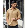 COOFANDY Mens Long Sleeve Casual Button Down Shirt Wrinkle Free Untucked Dress Shirts(Khaki)