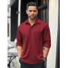 COOFANDY Mens Long Sleeve Casual Button Down Shirt Wrinkle Free Untucked Dress Shirts(Maroon)
