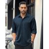 COOFANDY Mens Long Sleeve Casual Button Down Shirt Wrinkle Free Untucked Dress Shirts(Navy Blue)