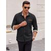 COOFANDY Men’s Long Sleeve Casual Button Down Shirts Untucked Shirts Plaid Collar Vintage Denim Shirt(Black)