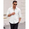 COOFANDY Men’s Long Sleeve Casual Button Down Shirts Untucked Shirts Plaid Collar Vintage Denim Shirt(White)