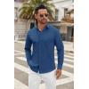 COOFANDY Men’s Long Sleeve Dress Shirt Casual Button Down Shirts Wrinkle Free Untucked Shirt(Demin Blue)
