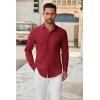 COOFANDY Men’s Long Sleeve Dress Shirt Casual Button Down Shirts Wrinkle Free Untucked Shirt(Wine Red)