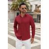 COOFANDY Men’s Long Sleeve Dress Shirt Casual Button Down Shirts Wrinkle Free Untucked Shirt(Wine Red)