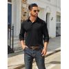 COOFANDY Mens Long Sleeve Polo Shirts Classic Casual Button Polo Tee Lightweight Collared Golf Shirt(01-black)