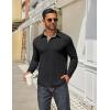 COOFANDY Mens Long Sleeve Polo Shirts Classic Casual Button Polo Tee Lightweight Collared Golf Shirt(02-black)