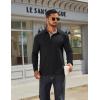 COOFANDY Mens Long Sleeve Polo Shirts Classic Casual Button Polo Tee Lightweight Collared Golf Shirt(02-black)
