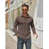 COOFANDY Mens Long Sleeve Polo Shirts Classic Casual Button Polo Tee Lightweight Collared Golf Shirt(Brown)