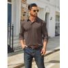 COOFANDY Mens Long Sleeve Polo Shirts Classic Casual Button Polo Tee Lightweight Collared Golf Shirt(Brown)